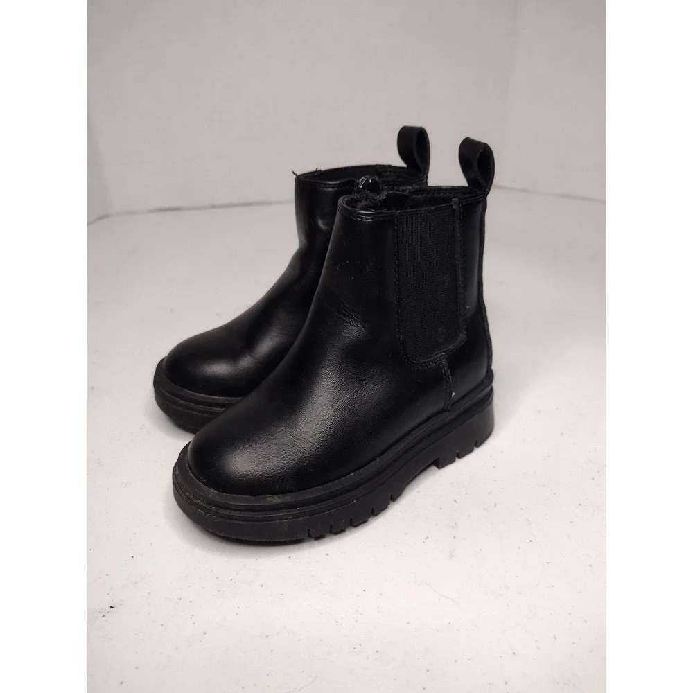 Baby Gap Kids‎ Black Faux Leather Side Zip Chelsea Boots Size 6